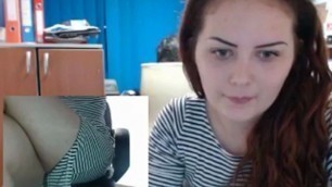 Cute worker squirting on the job web cam