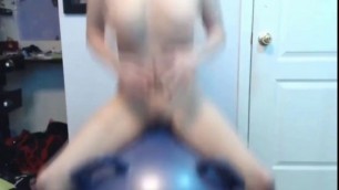 Busty midget Diana with her epic ride on exercise ball