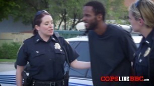 Big black cock thief is arrested by two slutty big ass MILF cops