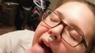 girl with piercing sucking big dick