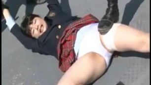 Bad guys catch a schoolgirl of the roof and humiliate