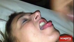 Hubby tells his girl to swallow cum