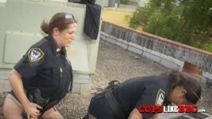 Face sitting and more hardcore interracial sex with these big booty MILF cops.