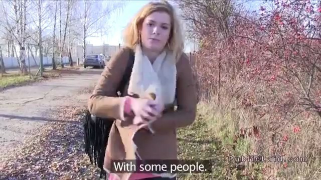 Czech amateur blonde Haley bangs in bushies in public