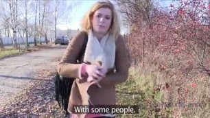 Czech amateur blonde Haley bangs in bushies in public