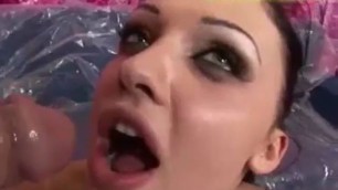 Teen Covered In Gallons Of Jizz She flows down her face