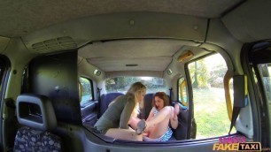 Wild Lesbians Share a Massive Dildo In the taxi car