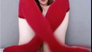hot redhead having fun masturbating with her favorite dildo