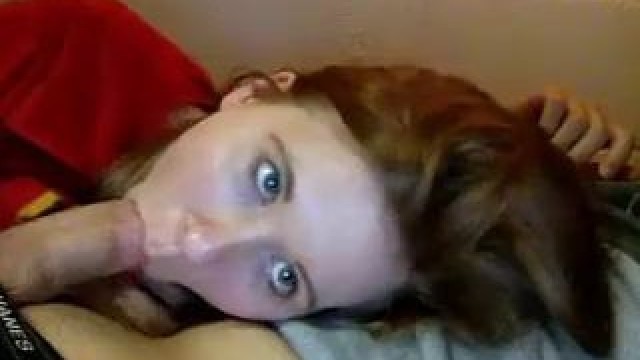 Delightful Redhead teen gives POV blowjob