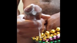 Monster Cock Explosive Cum Wrapped in Mardi Gras Beads