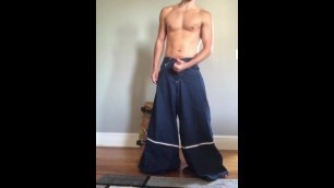 Fucking Sexy Jock Model Jerks off in Baggy Kik Jeans with Huge Cumshot