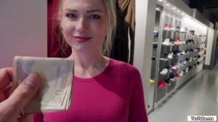 Hot sales lady fucks stranger for cash