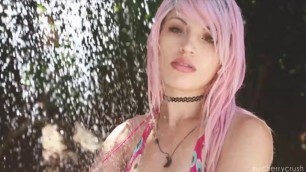 mycherrycrush Girl in swimsuit under the shower outdoor shower
