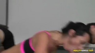 Diana Prince and her friends have group sex with their coach in yoga class fucked for money porn