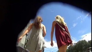 PSKIRT hidden camera - 2 TEEN GIRLS IN FLYING SKIRTS BOTH PANTYLESS