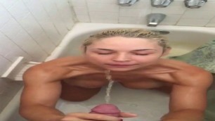 Nude Sarah Vandella getting peed on in the shower