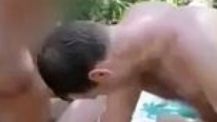 amateur two guys fuck brunette outdoors
