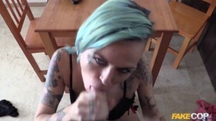 Tattooed Onix BabeFakeCop girl fucks with a policeman