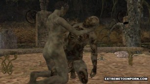 3D Zombie Gets Fucked Hard in a Graveyard