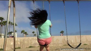 luscious lopez - slow motion big ass in short shorts on a swing
