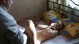 shy guy fucks skinny blonde in bed