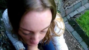 Amateur British MILF Gives BJ and Gets Facial Outside Church