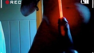 naked slave exposed sounding lightstick deep cock BDSM CBT