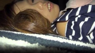 Japanese girl is getting fucked while her boyfriend is watching a game with his friends babes suck cock