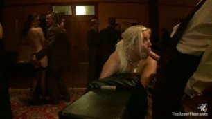 Kinky blonde got banged in front of many people while