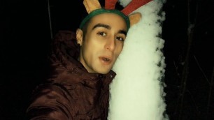 Santas helper gives you gift - from soft cock to cum outdoor close up jerking