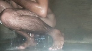 Handjob cumshot in bathroom shower time desi Pakistani guy