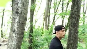 Bad boy masturbates while he is smoking in a forest - almost caught - so his balls stay full