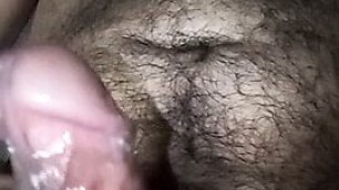 Horny daddy wank his cock with precum