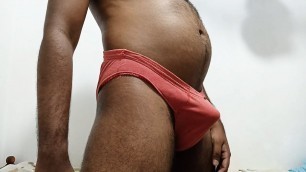 Hot Indian Man Red Underwear and Cock