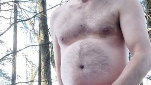jerkoff outside in the forest