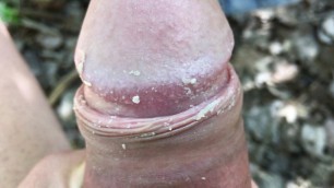 Close up dirty cock and dirty underwear jerking off outdoor
