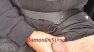 Master Ramon drives his divine cock for a walk in the car in a sexy black outfit and massages his hot penis, horny
