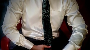Cumming in shirt and tie after office