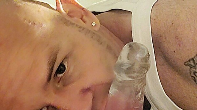 Sexy tattooed twink and xhamster creator bad boy Brandon rides suction cup dildo on homemade sex machine