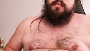 Fat hairy gainer talks about his gaining fantasy with you and cums