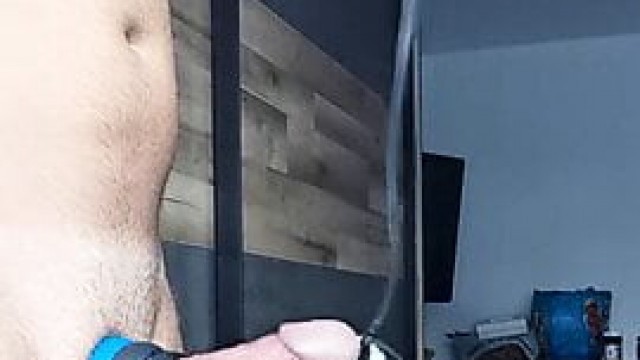 Extrem fixed cock and balls and cumshot