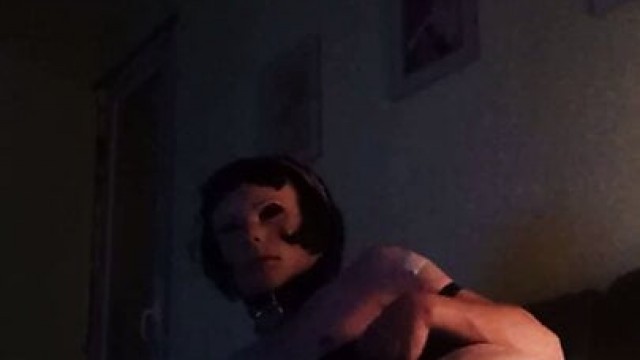 Masked Crossdresser playing