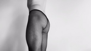 Sexy teen hot boy dance with only fishnets tease