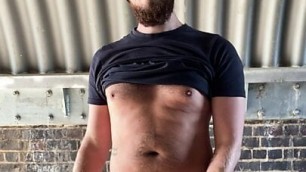Hot Bearded Guy Outdoor Solo Cum, Big Cumshot